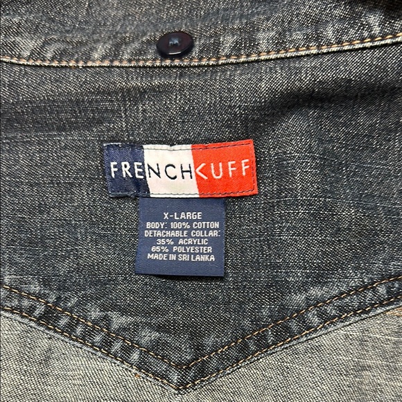 French Cuff Cream and Blue Jean Jacket with Cozy Edge - Picture 8 of 9